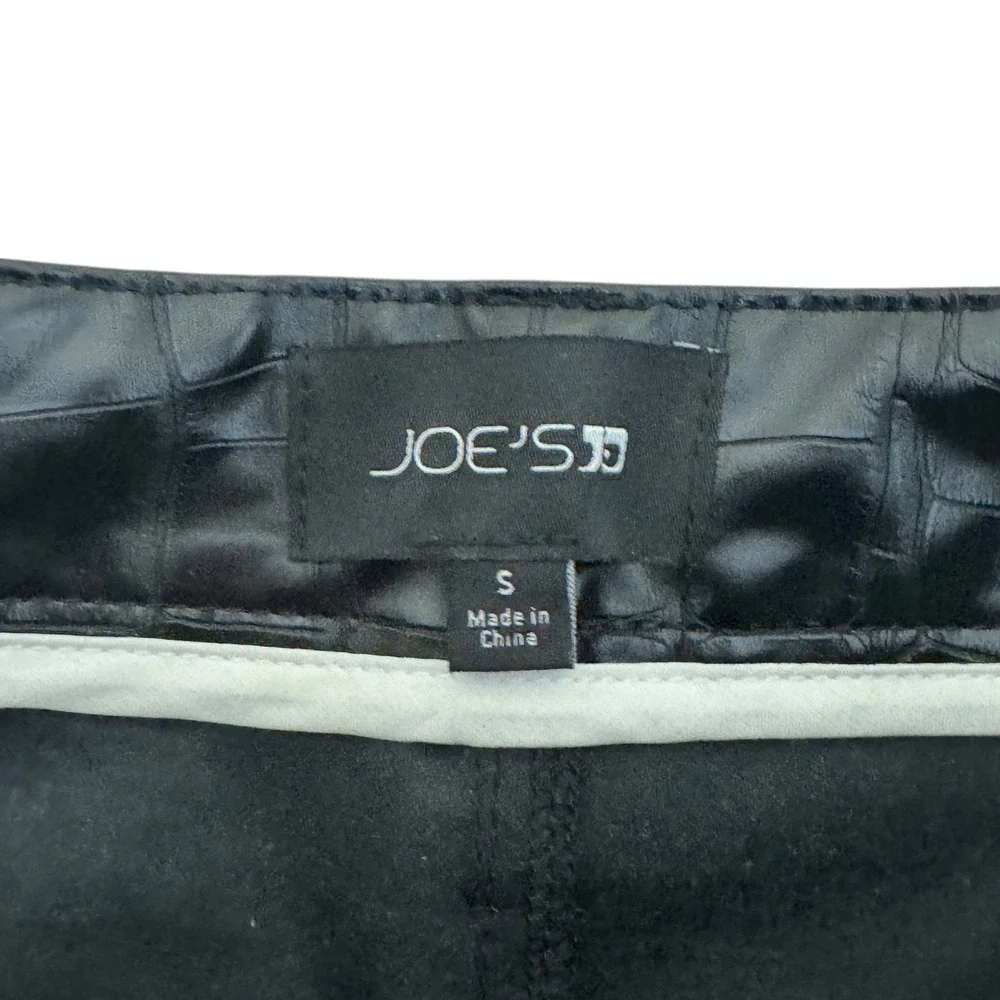 JOE'S Jeans Black Croc Embossed Faux Leather Bootcut Ankle‎ Pants Size Small